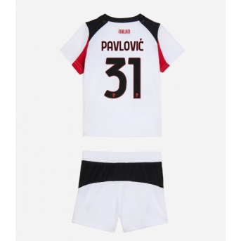 Billige Fotballdrakt AC Milan Strahinja Pavlovic #31 Replika Bortedraktsett Barn 2025-26 Kortermet (med bukser)